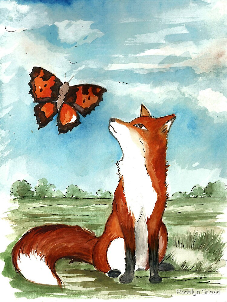 Thumbnail 2 of 2, Greeting Card, Fox and Butterfly designed and sold by Creative1927.