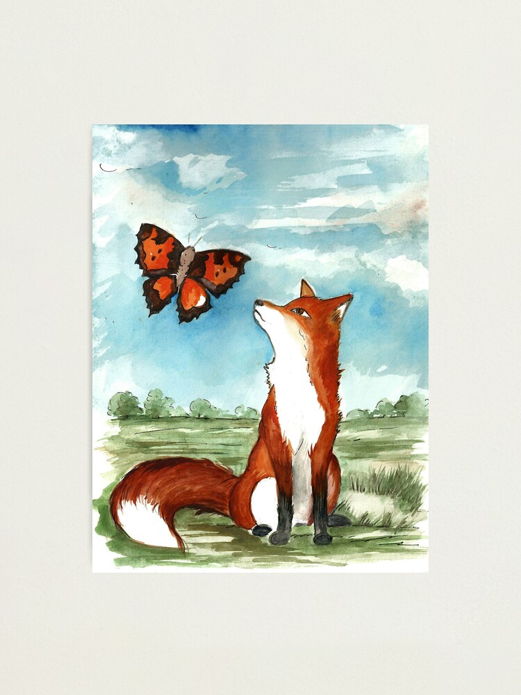 Thumbnail 1 of 3, Photographic Print, Fox and Butterfly designed and sold by Creative1927.