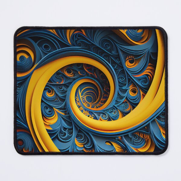 Artikelvorschau, Blue Swirling Yellow Extreme Crafty Industrial Pattern Digital Painting entworfen und verkauft von CodeAndColors.