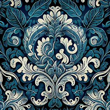 Imagen de la obra Relaxed Baroque Drawn Blue Western Pattern Digital Painting de CodeAndColors