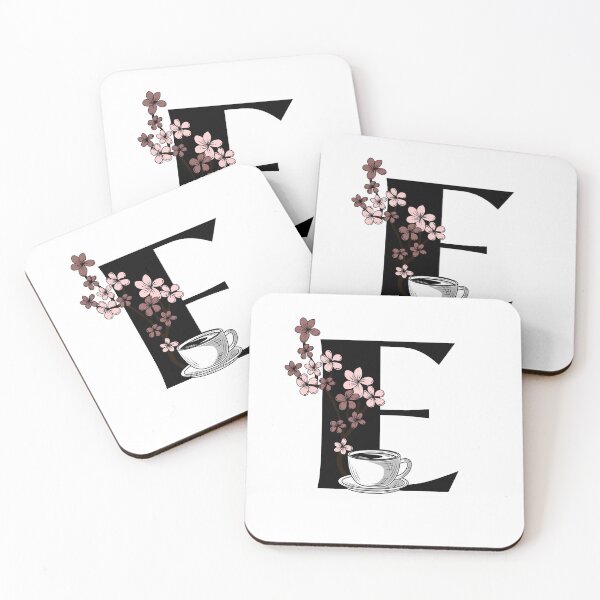 Aperçu de l'œuvre Lettre de monogramme de café floral E créée et vendue par Coffee Lifestyle.