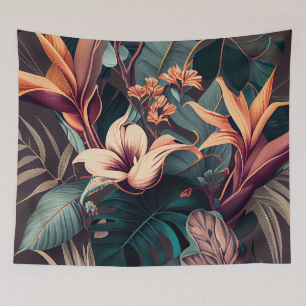 Artikelvorschau, Muted Flowing Exotic Tropical Pattern Digital Painting entworfen und verkauft von CodeAndColors.