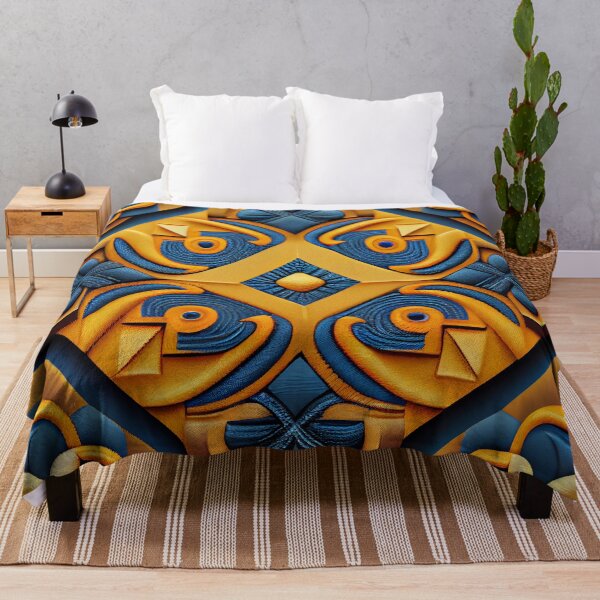 Artikelvorschau, Yellow Blue Western Pattern Digital Painting entworfen und verkauft von CodeAndColors.