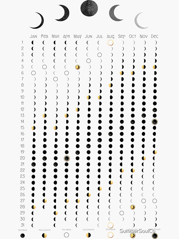 "Moon Calendar 2023 , minimalist boho calendar, white, Lunar Calendar