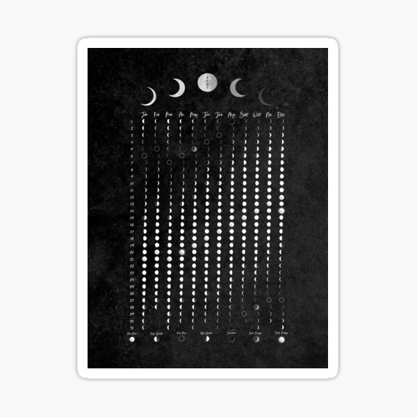 Item preview, Black Moon Calendar 2023 , minimalist boho calendar, white, Lunar Calendar, Moon Chart, Moon Art, 2023 moons designed and sold by SummerSoulCo.