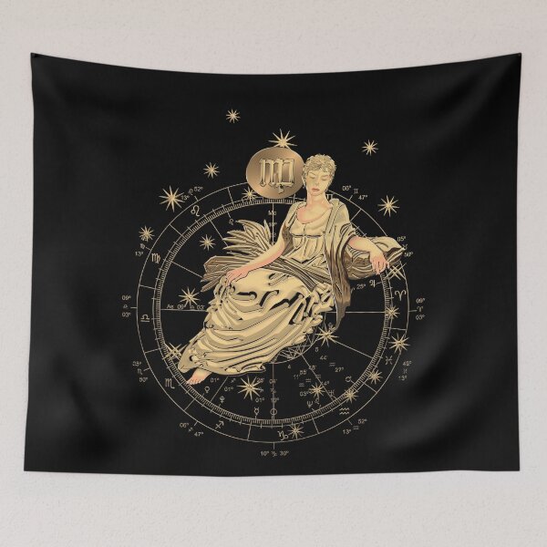 Item preview, Western Zodiac - Golden Virgo - The Maiden on Black Canvas designed and sold by Serge Averbukh Art Studio.