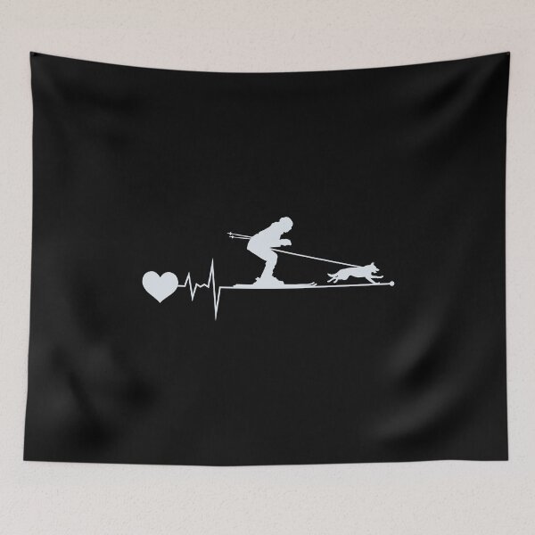 Item preview, Dog Skijoring Skiing Winter Sport Heartbeat Pulse designed and sold by CuteDesigns1.