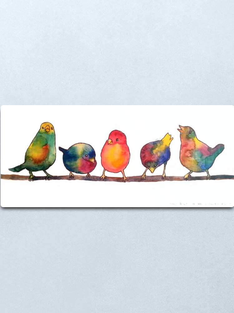 Alternate view of Sweet Watercolor Song Birds Metal Print