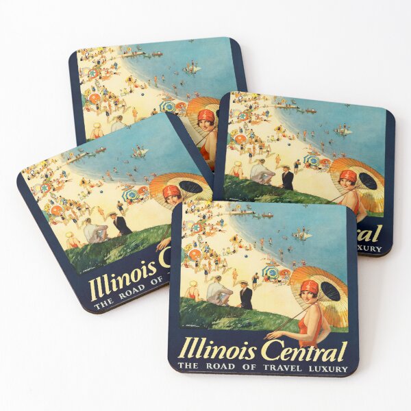 Item preview, CHICAGO The Vacation City Illinois Central 1932 Vintage Train Travel Art Poster designed and sold by retroposters.