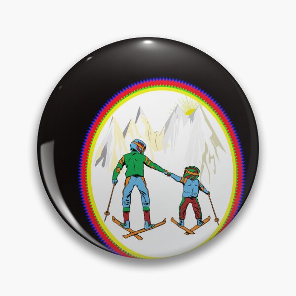 Artikelvorschau, Vater und Sohn gehen Skifahren in die Berge entworfen und verkauft von designfranz.