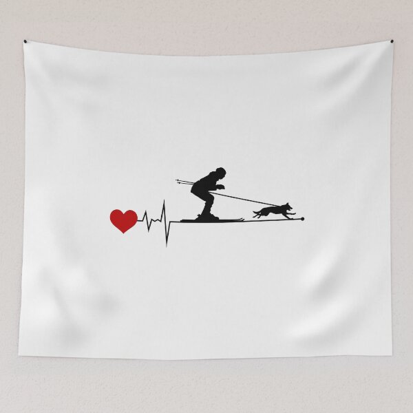 Item preview, Dog Skijoring Skiing Winter Sport Heartbeat Pulse designed and sold by CuteDesigns1.