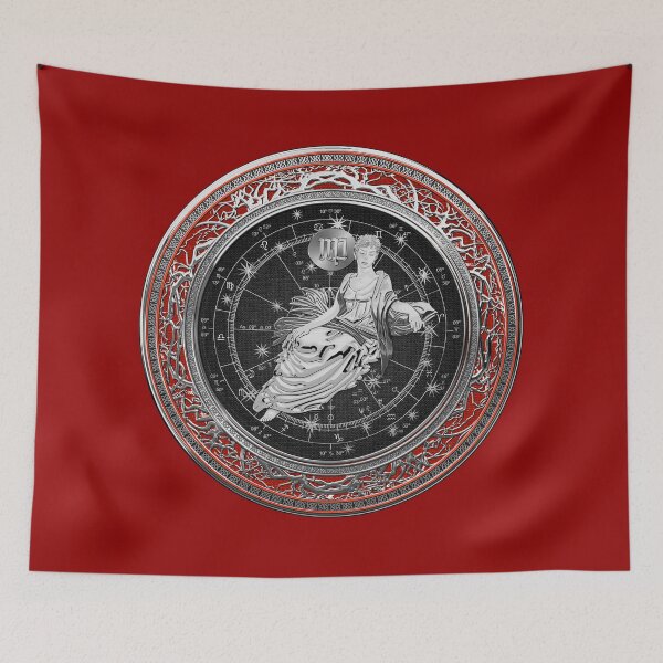Item preview, Western Zodiac - Silver Virgo - The Maiden on Red Velvet designed and sold by Serge Averbukh Art Studio.