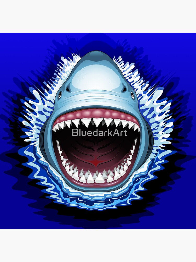 Thumbnail 4 of 4, Pillow, Shark Jaws Attack designed and sold by BluedarkArt.