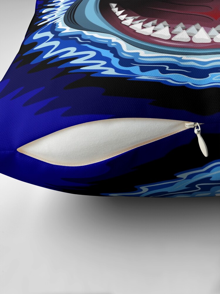 Thumbnail 2 of 4, Pillow, Shark Jaws Attack designed and sold by BluedarkArt.