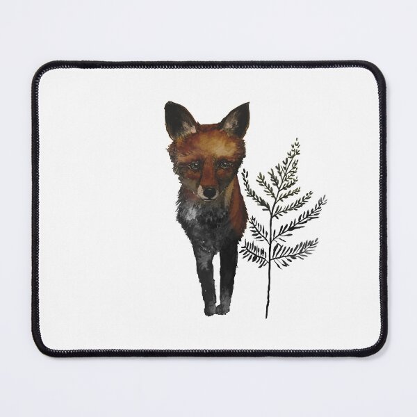 Item preview, dark watercolor fox with fern designed and sold by MarieEclair.