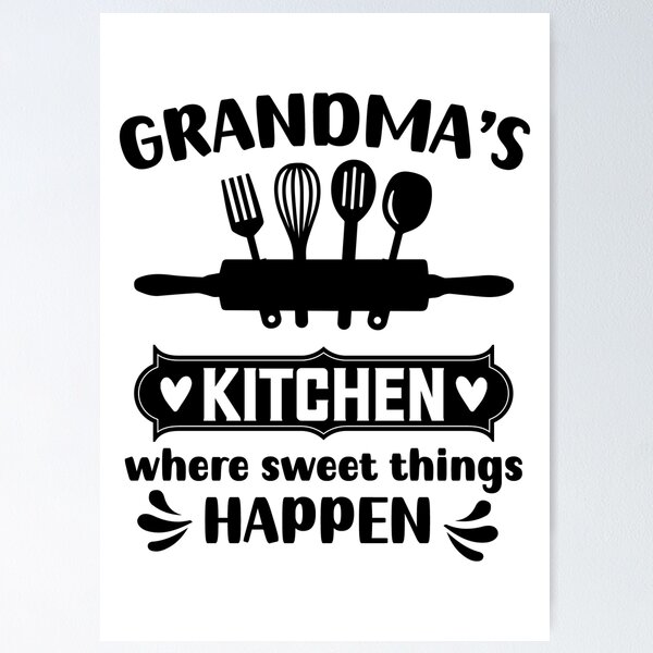 Grandmas Kitchen Sign, Grannys Kitchen Rules Quote Print, Black and White  Kitchen Chalkboard Wall Art, Kitchen Decor Granny Gift, 