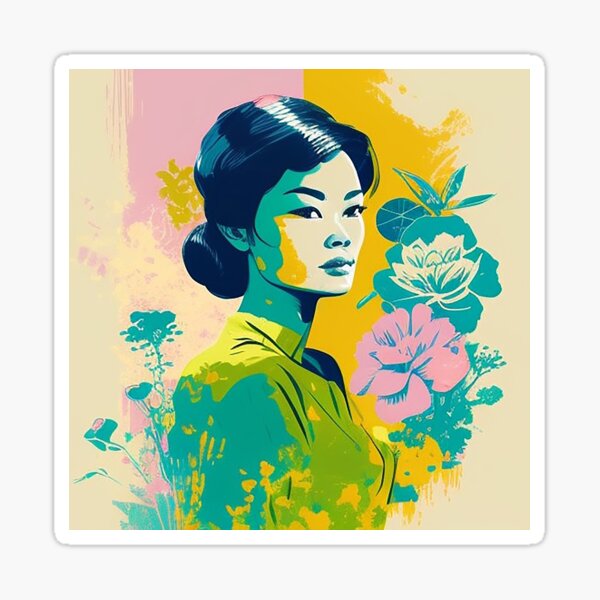 Item preview, Vietnamese art colorful women Graffiti Style designed and sold by ValleyDream.