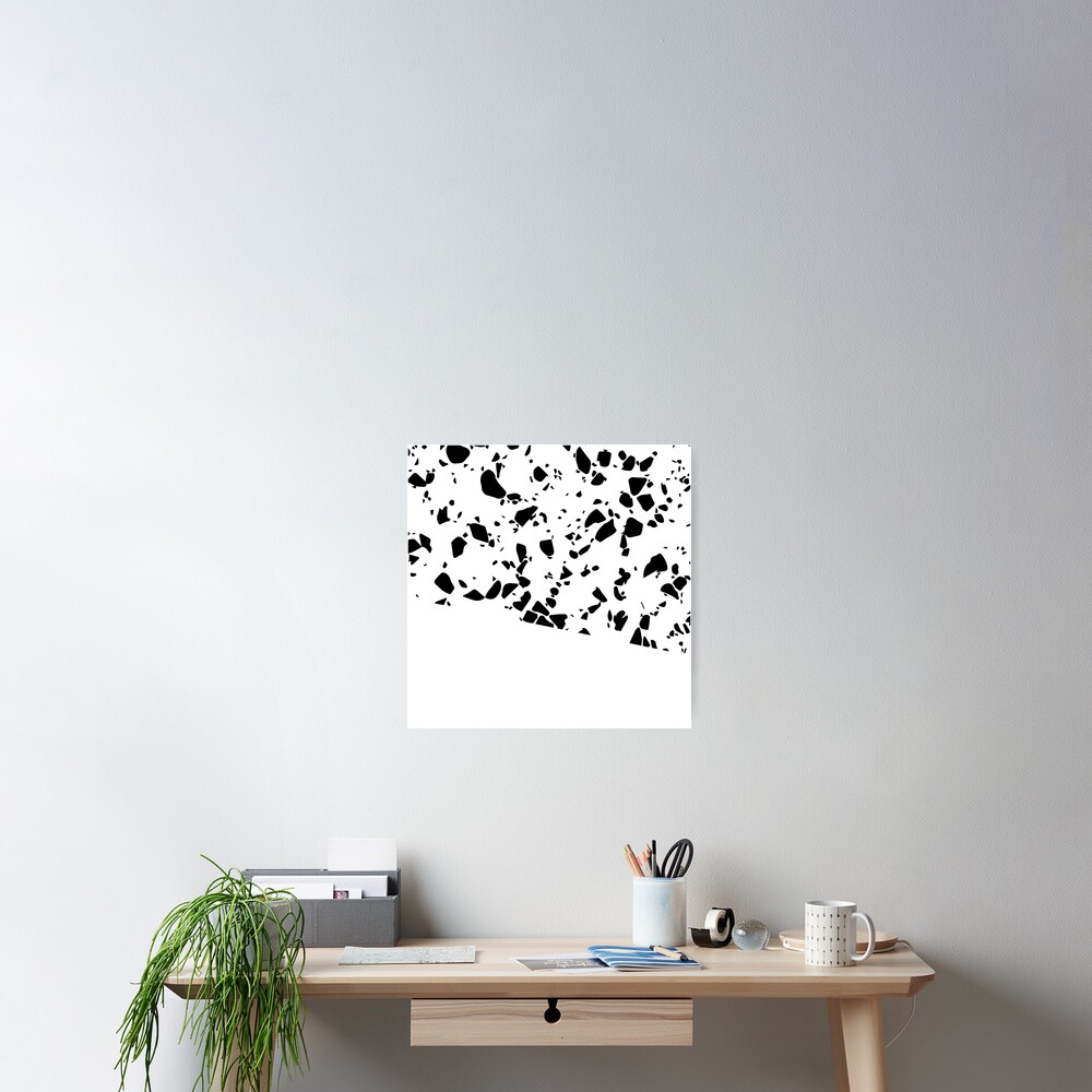 Terrazzo Texture Black and White #8 Poster