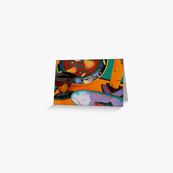 Still life: plate, serving dish, cup..... Greeting Card