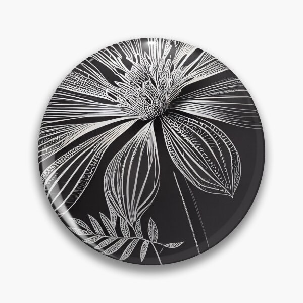 Artikelvorschau, Wilde Blume in Schablonenkunst schwarz und weiß entworfen und verkauft von PosterManiaRo.