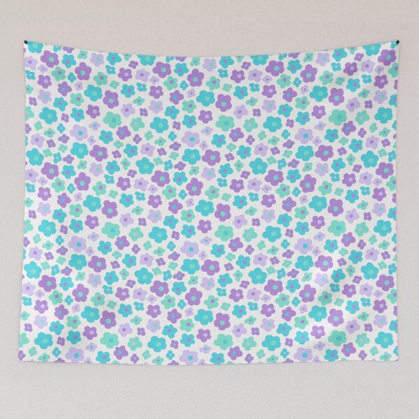 Item preview, 2000s aesthetic small floral flowers ditsy purple turquoise lilac designed and sold by blomastudios.