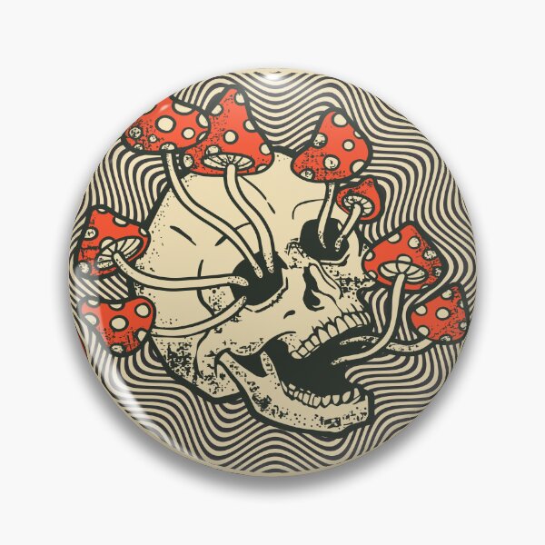 Item preview, skull with fly agaric, psychedelic print on t-shirt in the style of the 70s designed and sold by ShamanskaKate.
