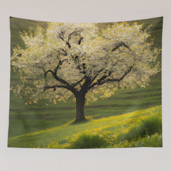 Item preview, White tree in field generated by artificial intelligence designed and sold by megadrina.