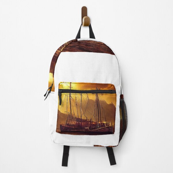 Item preview, Sailship pirates raided, battered in stormy harbor. designed and sold by TheBrainArt.