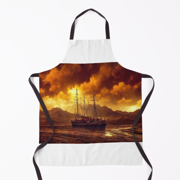 Item preview, Sailship pirates raided, battered in stormy harbor. designed and sold by TheBrainArt.