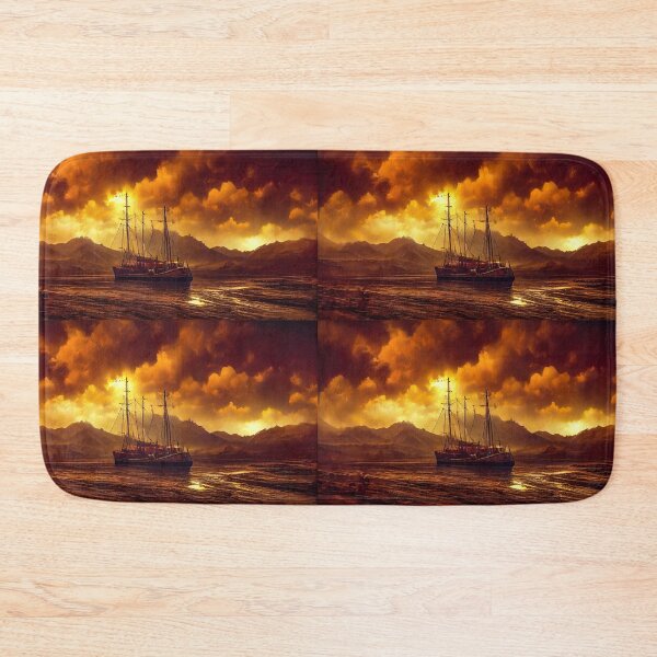 Item preview, Sailship pirates raided, battered in stormy harbor. designed and sold by TheBrainArt.