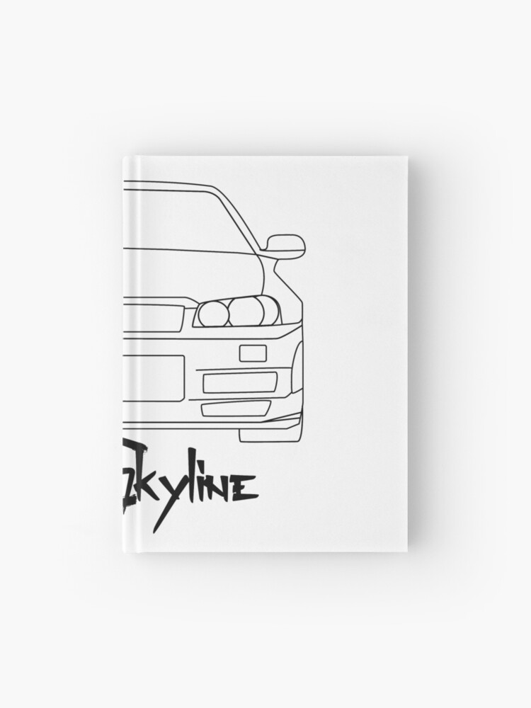 Nissan Skyline R34 Gtr Simple Lines Hardcover Journal By Mudfleap Redbubble