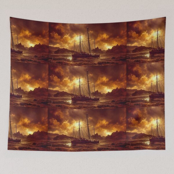 Item preview, Sailship pirates raided, battered in heavy storm. designed and sold by TheBrainArt.