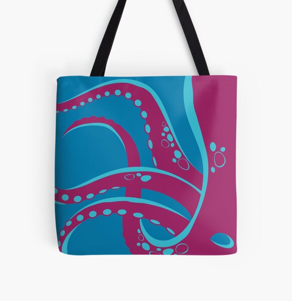 Put An Octopus On It! (purple and blue) All Over Print Tote Bag