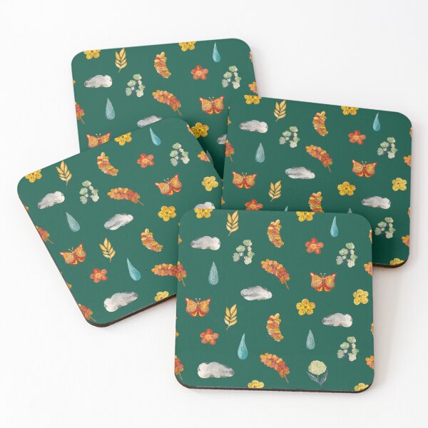 Artikelvorschau, Flower butterfly drop cloud textured cute pattern green entworfen und verkauft von Yana Mustafina | Boho Soulful Designs.