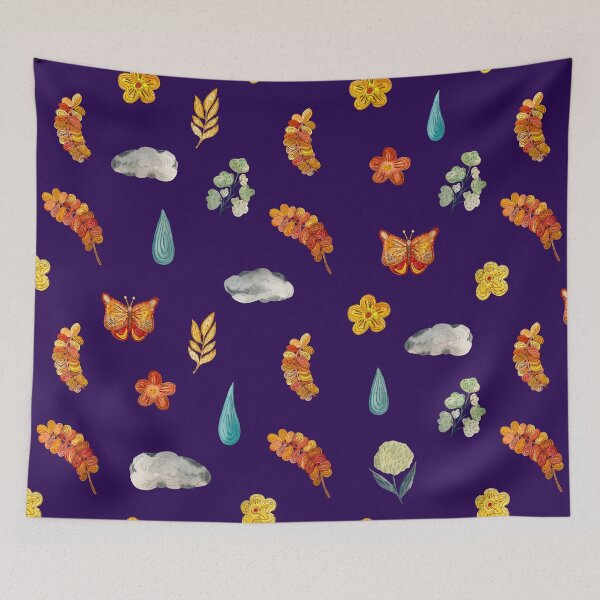 Item preview, Flower butterfly drop cloud textured cute pattern violet designed and sold by Yana Mustafina | Boho Soulful Designs.