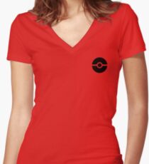 Subtle pokeball pokemon logo black - no words Women's Fitted V-Neck T-Shirt