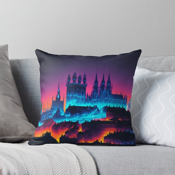 Item preview, Prague Neon Skyline (High Detail) designed and sold by ByDigitalDream.
