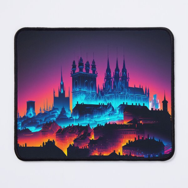 Item preview, Prague Neon Skyline (High Detail) designed and sold by ByDigitalDream.