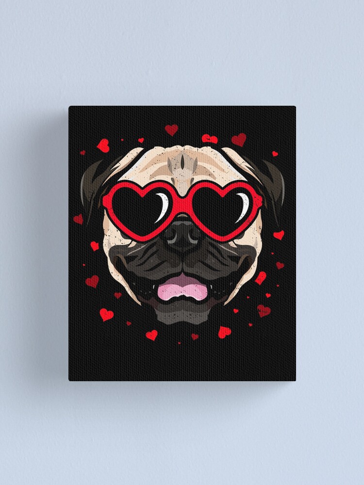Pug Sunglasses Valentine Cute Dog Canvas Print for Sale by