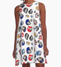 70's Racing helmets. A-Line Dress