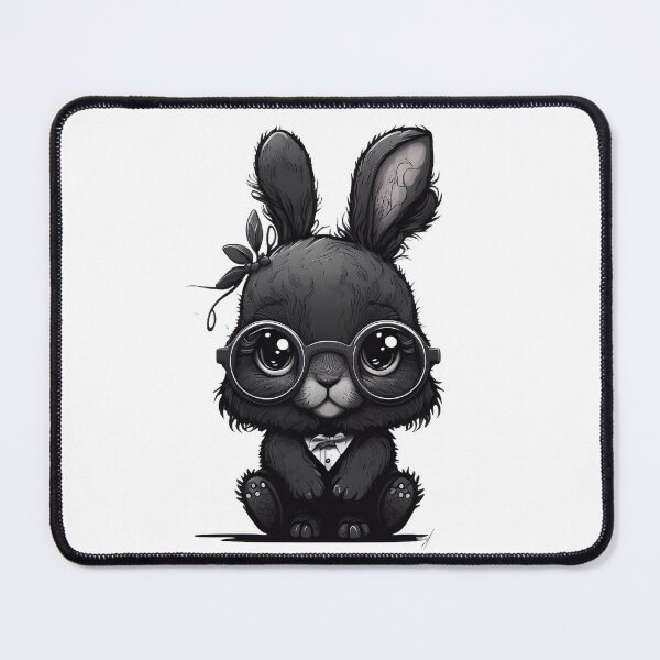 Item preview, Sweet cute black rabbit with glasses designed and sold by MLArtifex.