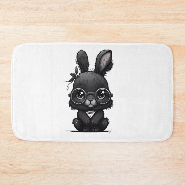 Item preview, Sweet cute black rabbit with glasses designed and sold by MLArtifex.