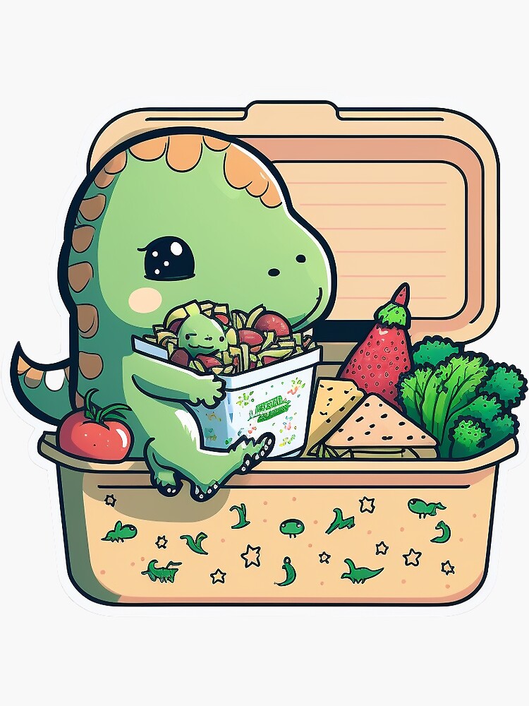 Dino Lunch Box Sticker for Sale by fromthepage