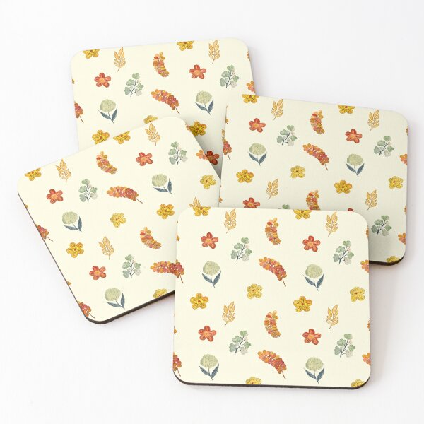 Artikelvorschau, Flower red green orange simple seamless pattern yellow entworfen und verkauft von Yana Mustafina | Boho Soulful Designs.
