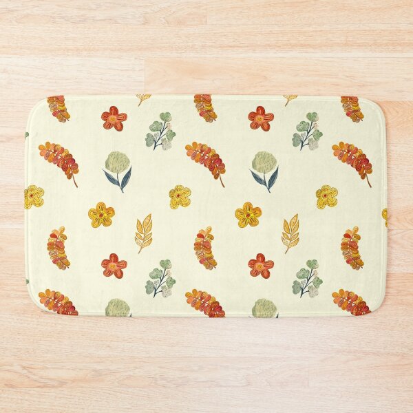 Aperçu de l'œuvre Flower red green orange simple seamless pattern yellow créée et vendue par Yana Mustafina | Boho Soulful Designs.