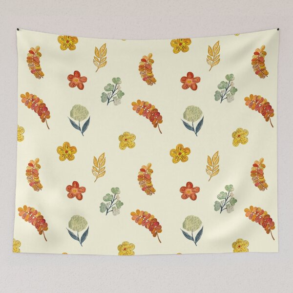 Artikelvorschau, Flower red green orange simple seamless pattern yellow entworfen und verkauft von Yana Mustafina | Boho Soulful Designs.