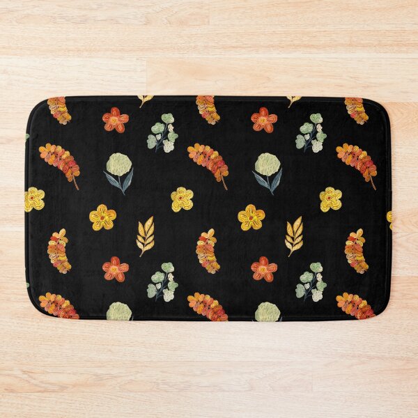 Artikelvorschau, Flower red green orange simple seamless pattern black entworfen und verkauft von Yana Mustafina | Boho Soulful Designs.
