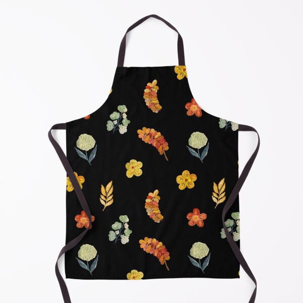 Aperçu de l'œuvre Flower red green orange simple seamless pattern black créée et vendue par Yana Mustafina | Boho Soulful Designs.