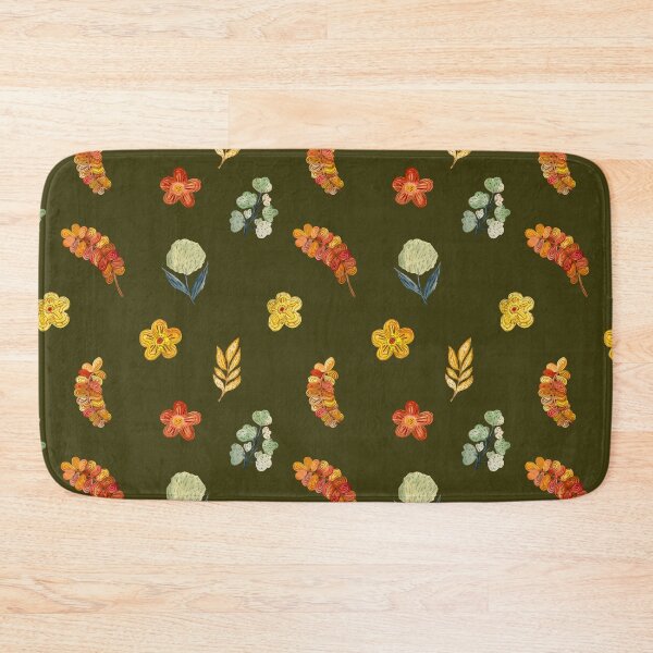 Aperçu de l'œuvre Flower red green orange simple seamless pattern green créée et vendue par Yana Mustafina | Boho Soulful Designs.