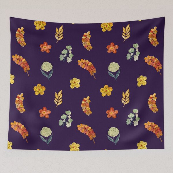 Item preview, Flower red green orange simple seamless pattern violet designed and sold by Yana Mustafina | Boho Soulful Designs.